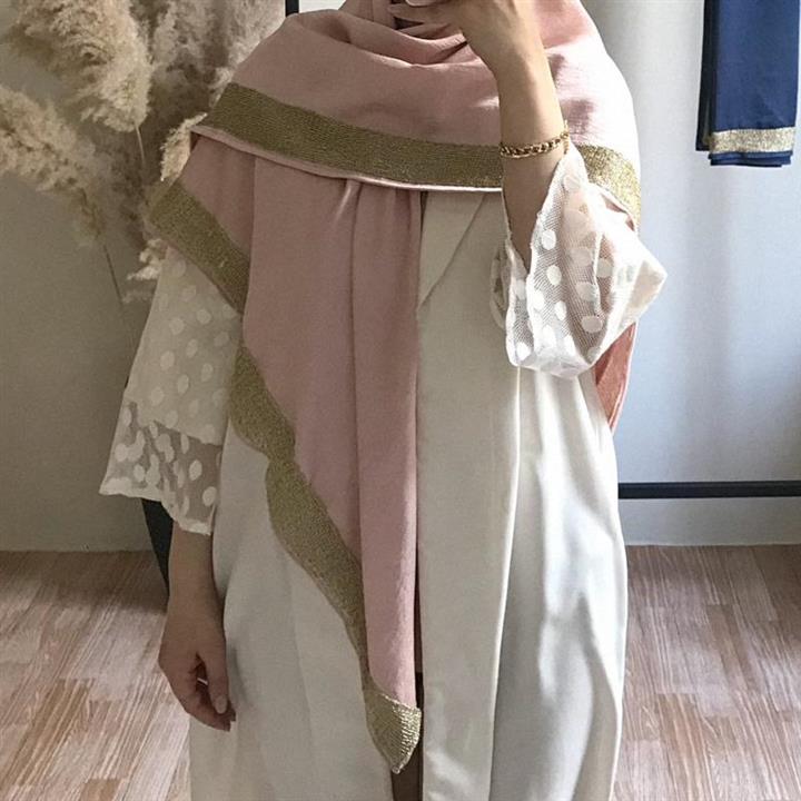 روسری زنانه مزونی هلنسا مدل نواردوزی شده جنس کرپ نخ () پوست پیازی